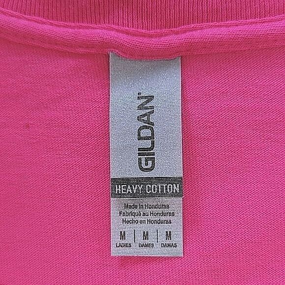 NWOT Gildan Fuschia Heavy Cotton V-neck Short Sleeve T-shirt - Picture 6 of 11